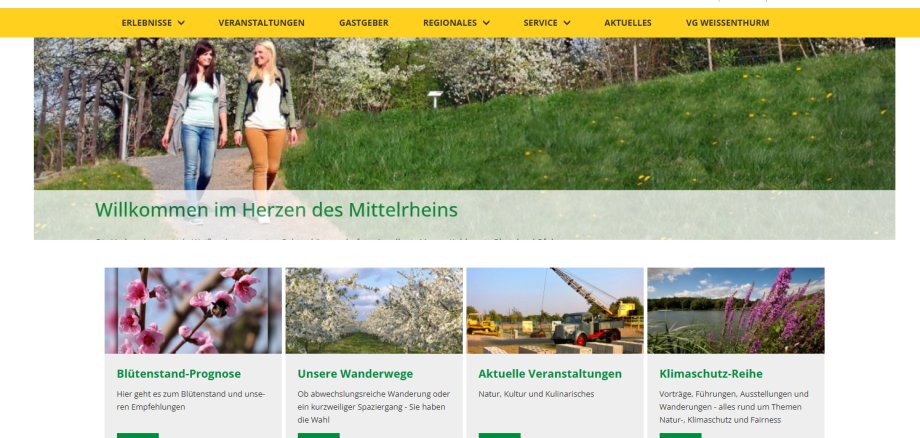 Screenshot der Internetseite www.touristik-mittelrhein.de