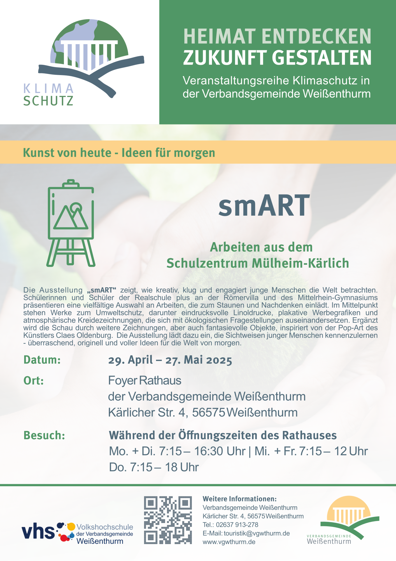 Grafik Ausstellung smART Flyer zur Ausstellung smART mit einem kurzen Text und den Angaben zu Ort und Zeit.