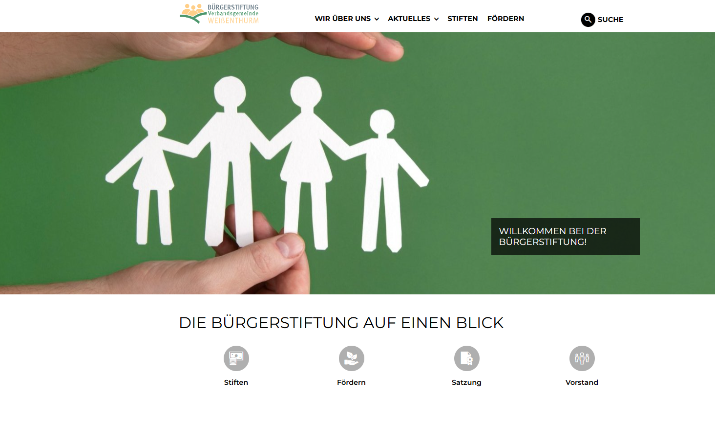 Screenshot Titelseite Der Screenshot zeigt die Startseite der Internetseite der Bürgerstiftung.