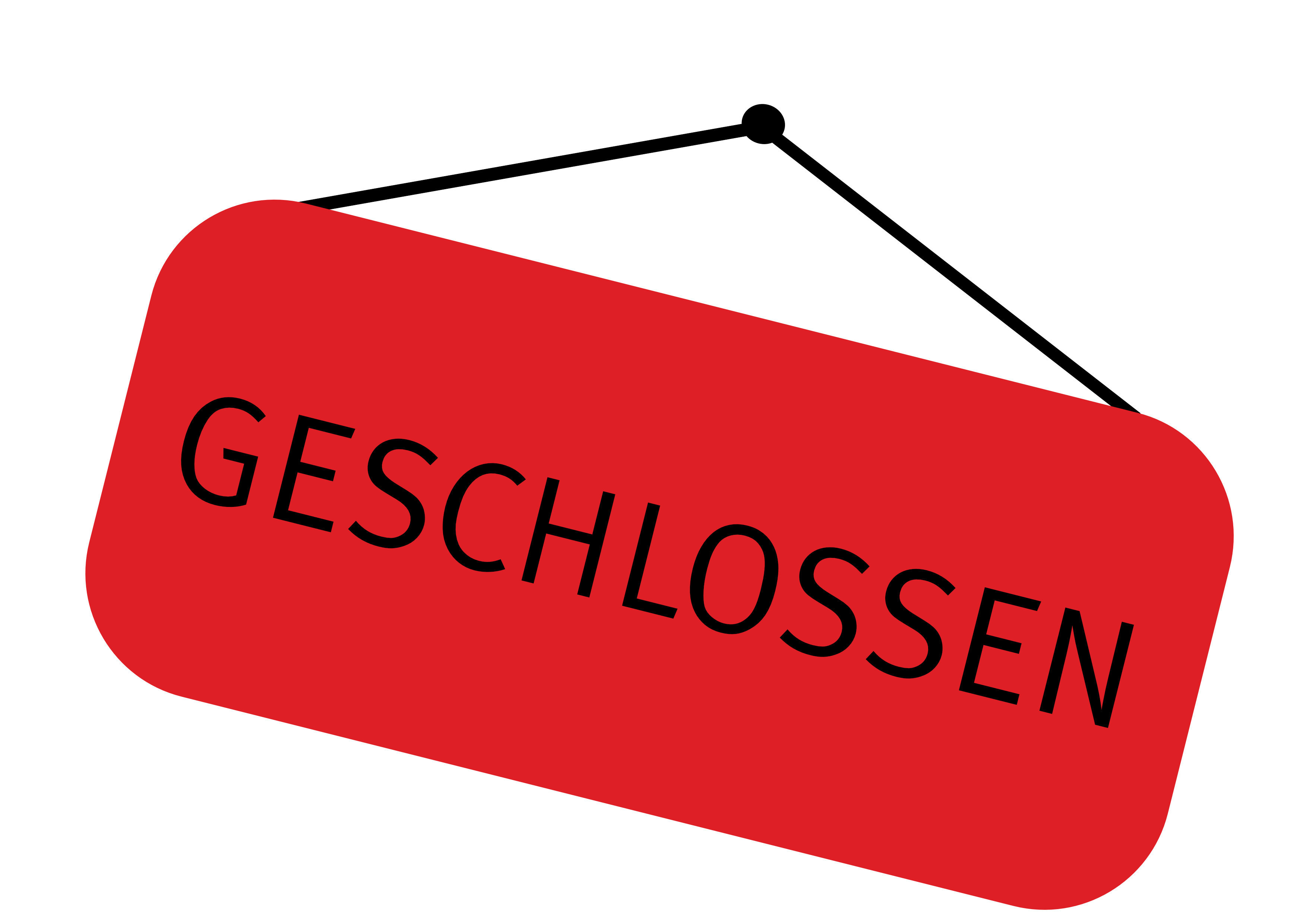 Geschlossen Auf einem roten Schild steht Geschlossen drauf.
