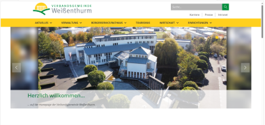 Screenshot des oberen Drittels der Startseite der VG-Internetseite.