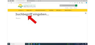 In der Suchleiste der Internetseite der VG Weißenthurm steht: "Suchbegriff eingeben". 