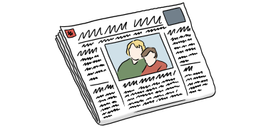Eine Illustration einer zusammengefalteten Zeitung.