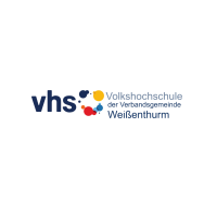 Logo vhs Weißenthurm Neben den bunten Kreisen der vhs steht der schriftzug Volkshochschule der Verbandsgemeinde Weißenthurm.