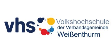Neben den bunten Kreisen der vhs steht der schriftzug Volkshochschule der Verbandsgemeinde Weißenthurm.
